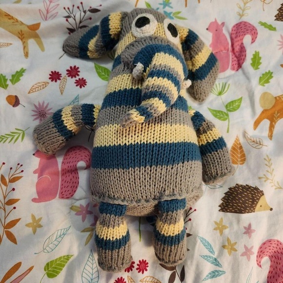 Handmade Little Ndaba Blue‎ Yellow Snuggle Elephant - Picture 1 of 5